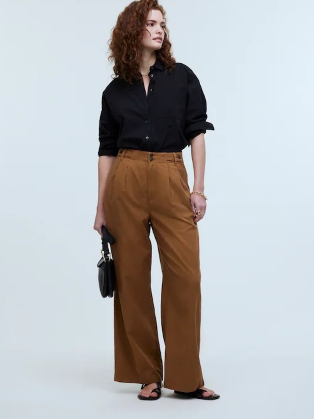 Madewell The Harlow Wide-Leg Pleated hi Rise Khaki Linen Pants Size 10